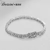 Pulsera Hip Hop Cadena Completa de Diamante Moissanita Moda Cadena de Tenis Exquisita Pulsera de Zirconia Joyería para Mano Unisex Plata S925