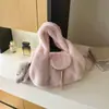 Bolsa de Mão de Pelúcia Estilo Coreano Nicho Feminina 2026 Outono Nova Elegante Simples Bolsa Saco Transversal para Trabalho Feminina