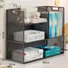 Estante de almacenamiento para clasificación por tema, gabinete vertical de almacenamiento de libros de múltiples niveles para escritorio de estudiante, estantería para archivos A4 de escritorio de oficina