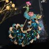 Broche de pavo real de colores de moda de estilo coreano, elegante ramillete de diamantes de imitación, accesorios de moda elegantes, prendedor para cárdigan de mujer, accesorios