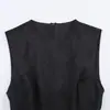 Comercio Exterior Al por Mayor Otoño Nuevo para Mujer Vestido Corto sin Mangas con Efecto Textura de Gamuza Decorativo en Capas