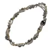 Hebilla cuadrada de fritillaria microincrustada collar de perlas Shijia de dos capas Cadena para clavícula apilada de color mixto de lujo ligero para mujer