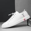 Marca de Moda de Verano Zapatos Blancos de Cuero Cómodos Transpirables para Hombre Costuras Reforzadas Cuero Vacuno Deportivas Casuales para Hombre