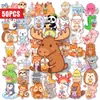 50 Pegatinas de Animales de Dibujos Animados Lindos para Mascotas de Compra Directa Transfronteriza, Pegatinas Decorativas Transparentes Impermeables Adorables de Té con Leche para Mascotas