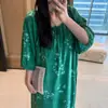 Camisola de Algodão e Seda de Manga Curta Feminina Doce Solta Plus Size Moderna Preguiçosa Roupa de Casa Vestido Feminino