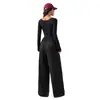 Mono de Estilo Nuevo 2026 con Cuello Cuadrado y Mangas Largas para Mujer, Pantalones de Pierna Ancha que Ceñen la Cintura, Mono Casual Estilo Ins Europeo y Americano, de Cintura Alta