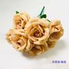 Ramo de rosas artificiales de 7 cabezas con forma de diamante, rosas rizadas con mango pequeño, conjunto de flores para bodas, accesorios de fotografía con flores falsas, adornos