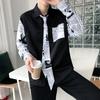Camisa de manga larga a rayas para hombre de primavera y otoño, moderna, estilo universitario, estilo Hong Kong, talla extra, con diseño de traje con corbata, camisa con sentido del diseño, abrigo para hombre