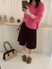 Cárdigan de punto 100% lana pura para mujer, primavera y otoño, cuello redondo, manga larga, abrigo suéter versátil, suéter de lana acanalado de color liso