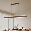 Lámpara colgante lineal larga de madera de nogal para mesa de comedor de restaurante, nueva lámpara colgante de estudio chino Zen estilo wabi-sabi sala de té