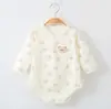 Body de Manga Larga Sin Costuras de Algodón Puro para Bebé Otoño Primavera Recién Nacido Clase A Ajustado Doble Capa Protección Abdominal Capa Base