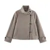 Fábrica de Ropa para Mujer Transfronteriza Venta al por Mayor 2026 Estilo Europeo y Americano Retro Francés Moda Chaqueta Larga de Manga Larga Doble Botonadura