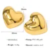 Brincos Elegantes de Estilo Minimalista da Moda com Design de Coração Tridimensional Banhado a Ouro 18K Brincos Banhados a Ouro Versáteis para Mulheres