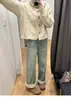 Jeans de Talla Grande con Forro de Polar para Mujer, Primavera y Otoño, para Figuras Curvilíneas, Holgados de Cintura Alta Adelgazantes Rectos de Pierna Ancha