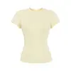 26131 - Camiseta de moda estilo europeo y americano con cuello redondo y manga corta para mujer, nueva top básico sexy ajustado primavera-verano 2026