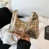 Bolso de Lentejuelas de Moda, Bolso de Hombro Coreano de Nicho, Nuevo Estilo de Moda para la Temporada, Gran Capacidad, Elegante Bolso de Hombro con Solapa