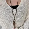 Colar com Múltiplos Pingentes Vintage Estilo Étnico Acessório de Moda Boêmio Pena Corda de Couro Corrente Personalizada para Suéter