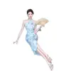 Foto real de nova roupa feminina de comércio exterior: Novo cheongsam melhorado em estilo chinês, justo, gola halter, vestido puro e atraente