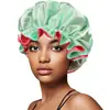 Gorro de Noche de Doble Capa con Borde para Orejas Más Vendido de Amazon, Elegante Gorro Elástico Rizado para el Cabello de Mujer, Gorro de Ducha para Salón de Belleza
