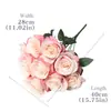 Flores Artificiales para Salón de Bodas, Ramo Falso de Rosas de 9 Cabezas, Adornos para Decoración del Hogar, Flores de Mano, Pared de Flores de Seda Transfronteriza