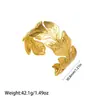 Pulsera de Acero Inoxidable Chapado en Oro de 18K de Estilo Nuevo Europeo y Americano que Conserva el Color para Mujer, Pulsera Abierta de Acero de Titanio con Diseño de Flor y Hoja de Gama Alta