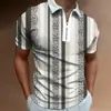 Estação Independente Tem Cruzamento Europeu e Americano Nova Camisa Polo Masculina Feita Sob Medida Gola Lapela Impressão 3D Zíper Estilo Casual