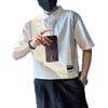 Camiseta de Manga Corta Camisa Polo para Hombre Tendencia de Verano de Alta Gama Estilo Japonés Retro Holgada Americana con Cuello Manga Media