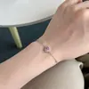 Pulsera de Amor de Plata de Ley S925 con Diamante Rosa para Mujer Incrustada con Circonita Rosa en Forma de Corazón Joyería de Mano Simple Japonesa-Coreana de Lujo Ligero Elegante