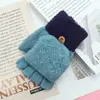 Guantes de invierno cálidos lindos nuevos de dibujos animados con tapa de medio dedo de terciopelo engrosado de punto para estudiante mujer equitación al aire libre a prueba de frío