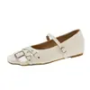 Zapatos Mary Jane de estilo francés con una sola tira para mujer, nuevo modelo de verano 2026, versátiles con faldas, con aumento de altura incorporado y corte bajo