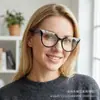 Nuevas gafas de ojo de gato con bloqueo de color transfronterizo, antiluz azul, monturas de gafas de moda retro, gafas lisas de moda, gafas lisas