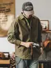 Camisa retro de manga larga estilo americano, ropa de trabajo americana para hombre, top moderno estilo caza, camisa de corte holgado, prenda de abrigo de otoño para hombre