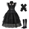 Disfraz de Miércoles Addams Vestido Negro Cosplay para Niñas Disfraz de Actuación