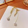 Pendientes de Perlas de Moda Empresarial con Sentido Avanzado de Aguja de Plata s925 para Mujer, Pendientes Nicho Elegantes de Borla Larga, Pendientes de Lujo Ligero