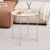 Mesa de Centro Minimalista da Moda para Uso Doméstico, Mesa Lateral para Sofá Estilo Creme, Mesa Redonda Pequena para Sala de Estar e Quarto, Mesa de Cabeceira Dobrável Criativa