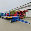 Semirremolque de Plataforma Baja 4 Ejes 13m Transporte de Equipo Pesado Remolque con Barra de Tiro Fábrica Exportación