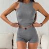 Moda de Verano Transfronteriza Europea y Americana 2025 Nuevo Top Chaleco Sexy Delgado sin Mangas Shorts Conjunto de Dos Piezas Ropa para el Hogar