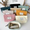 Nueva Bolsa de Cosméticos de Lona Pequeña Fresca de Pana con Gran Capacidad Portátil de Color Sólido Almacenamiento Simple Neceser Cosmético