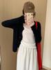 Cardigan de lã básico em malha de cor sólida estilo coreano, novo, solto e elegante, slim fit, para mulheres, primavera