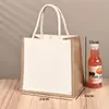 Bolsas de Yute Lisas Personalizadas, Cuerda de Algodón Pintada a Mano para Manualidades, Bolsas de Yute para Compras con Cremallera, Bolsas Tote Patchwork Vintage Hechas a Medida