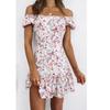 Comercio Exterior 2021 Nuevo Vestido Floral Pequeño Sexy con Cuello Descubierto Europeo y Americano de Primavera y Verano Vestido Floral para Casa INS