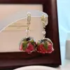 Pendientes Super Hada Largos, Pendientes de Flor Real Rosa Flor Eterna, Pendientes Pequeños Frescos Retro Hechos a Mano con Pegamento Flor Seca