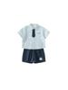 Bangxuan Verano Nuevo Camisa de Solapa de Manga Corta para Niños Shorts Estampados de Dibujos Animados Conjunto de Dos Piezas Traje de Estilo Universitario para Niños