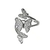 Anillo de Apertura de Mariposa Exquisito de Diamantes Completos Elegante Estilo Coreano Anillo Apilable Ajustable Anillo para Dedo Índice de Diseño de Nicho de Gama Alta