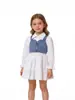 2026 Vestido Camisero de Manga Larga con Cuello y Botones para Niña y Chaleco de Mezclilla Set de 2 Piezas para Edades 3-7