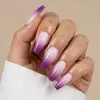 Unhas Portáteis Transfronteiriças, Unhas Postiças Portáteis Simples de Cor Sólida Degradê, Unhas Portáteis Prontas, Adesivos de Unha Portáteis Estilo Longo