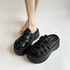 Medias Pantuflas Cerradas Estilo Plata de Alta Gama para Mujer, Nuevo Modelo Verano 2026, Para Usar al Aire Libre, Sandalias Romanas Tejidas Huecas de Suela Gruesa