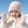 Gorro de Punto para Bebé Moda Versátil Gorro de Lana Lindo Patrón de Cara Sonriente Gorro de Ponerse Sombrero de Otoño Invierno Sombrero para Niños