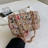 Bolso de Cadena Estilo Coreano Versátil para Mujer, Nuevo Bolso Niche Estilo Graffiti de un Solo Hombro Cruzado, Bolso Cuadrado Pequeño Único Transfronterizo