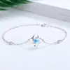 Pulseira de prata de lei 925 trevo da sorte de quatro folhas para mulheres ins simples ouro rosa cravejado zircônia flor joia joia